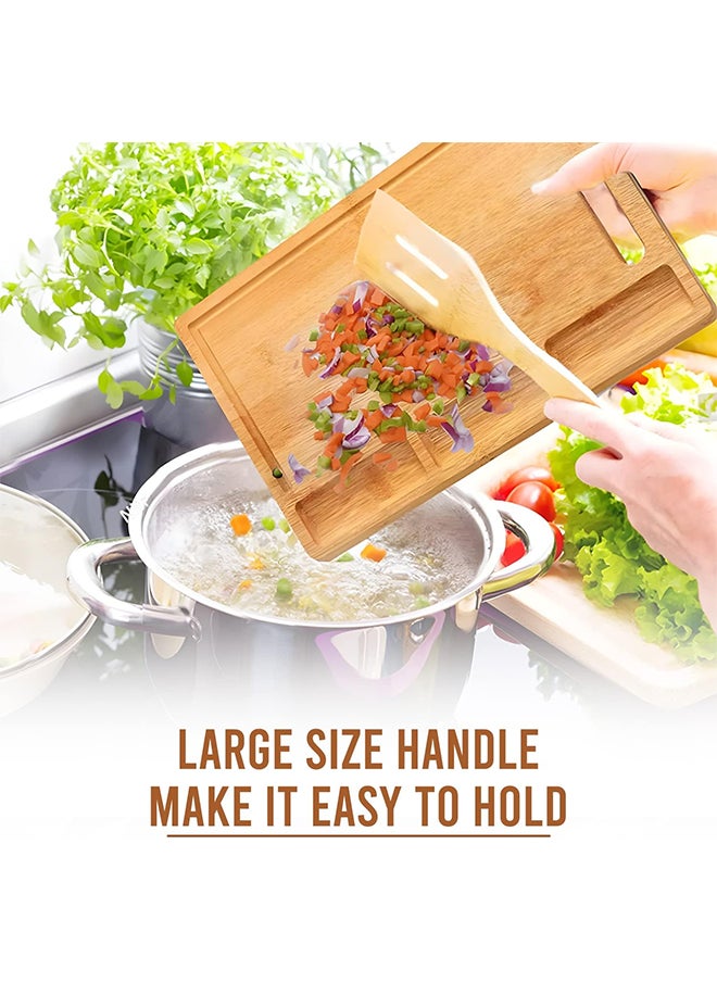 Bamboo Cutting Board,Large Size with Three Compartments,Easy to Use,Thick Tray for Kitchen and Dining Room