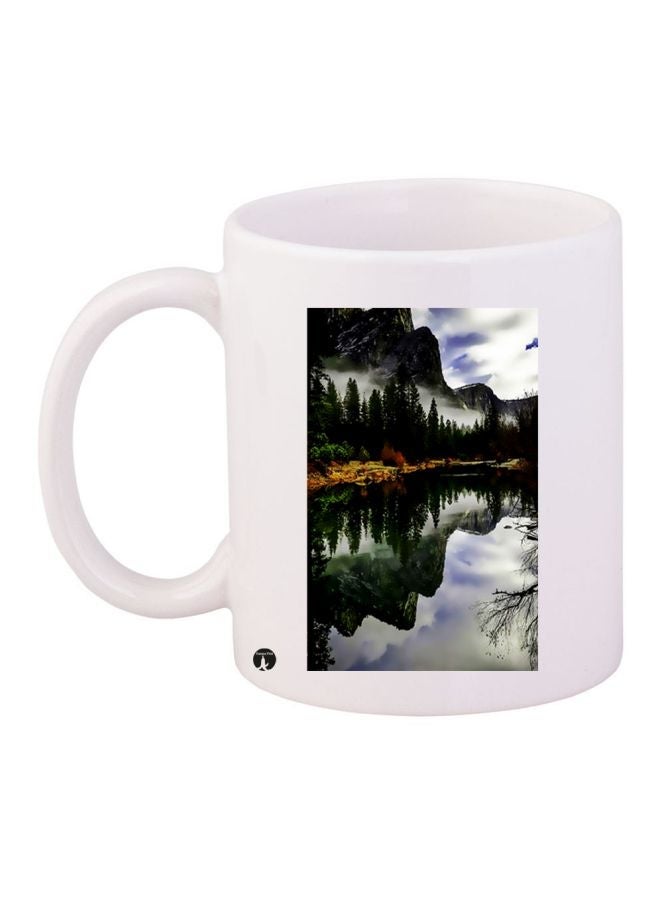 RYN Mountains Printed Coffee Mug White/Green/Blue 11ounce