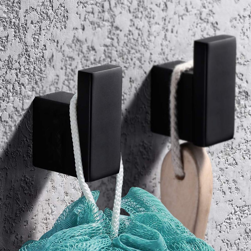 Turs Single Towel/Robe Hook Clothes Hook for Bathroom Kitchen Garage Heavy Duty Stylish Hotel SUS 304 Stainless Steel Wall Mount, Matte Black Finish, N1001BK - Image 2