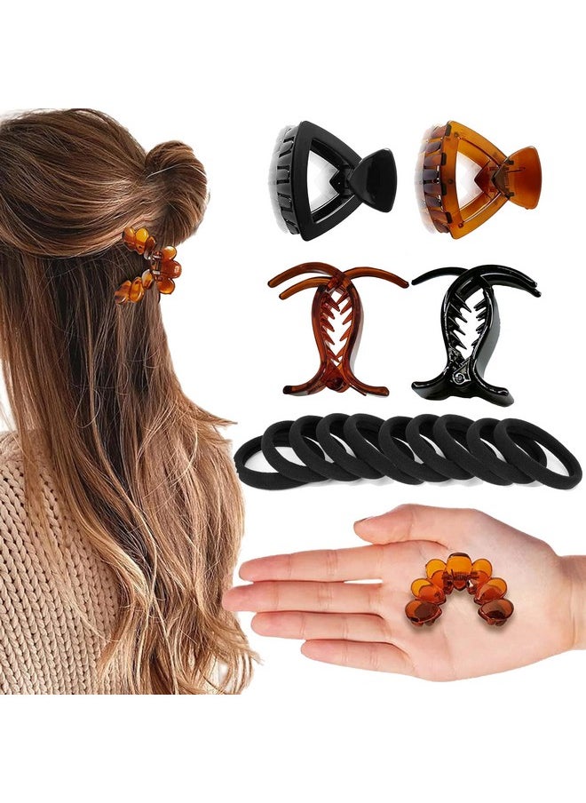 BIRDWARE Medium Size Hair Clutcher Claw Clip Stone Butterfly Clips Hair Clips For Women & Girls (Pack Of 14, Black, Shell Color, Acrylic Material) | Hair Clutcher & Women Hair Tie & Ring  - Image 1
