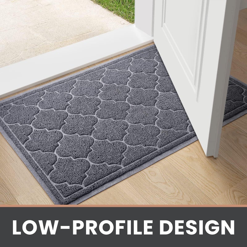 LuxStep Door Mat Large 24x36 Inch Indoor Outdoor Doormat, Non-Slip Low-Profile Design Floor Mat, Durable Trap Dirt and Dust Front Door Welcome Mat for Entryway,Patio,Garage, Grey - Image 5