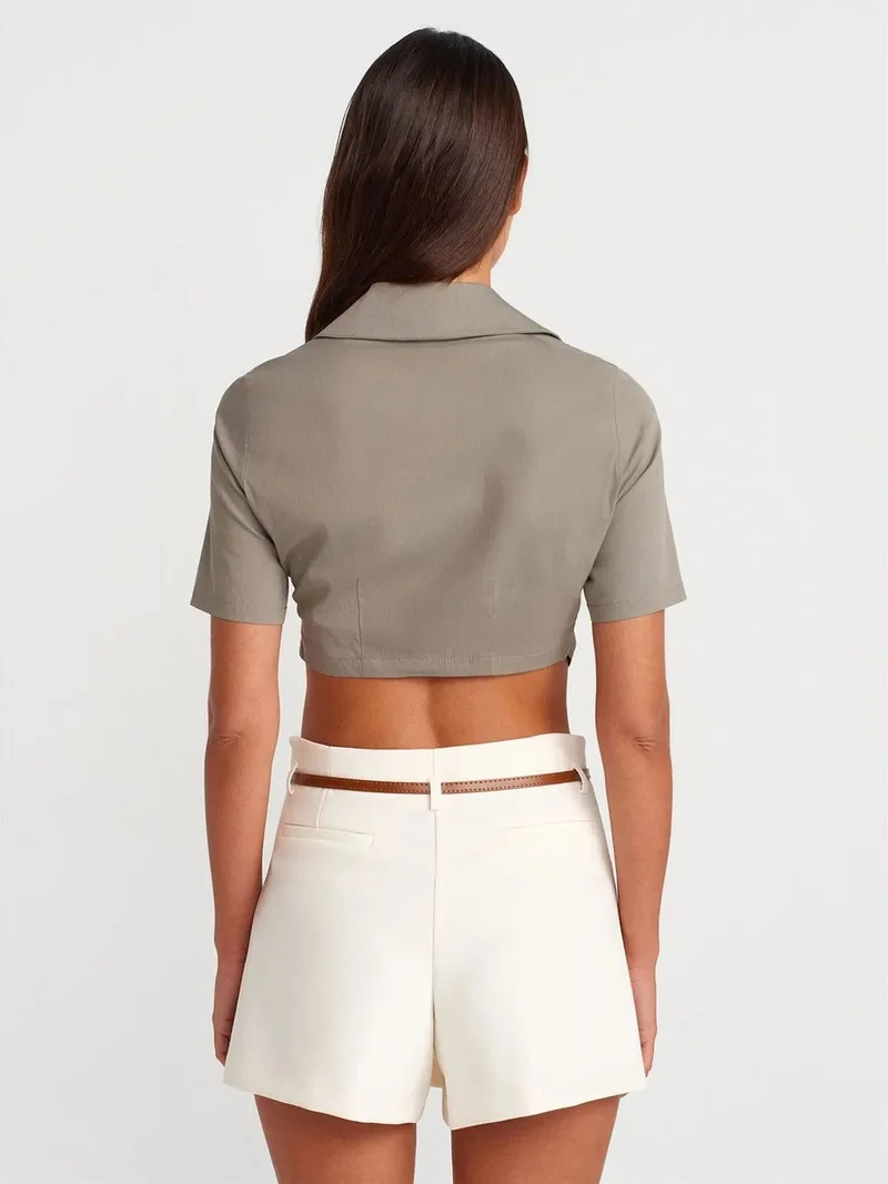 ديلفين Dilvin Women's Cropped Poplin Shirt