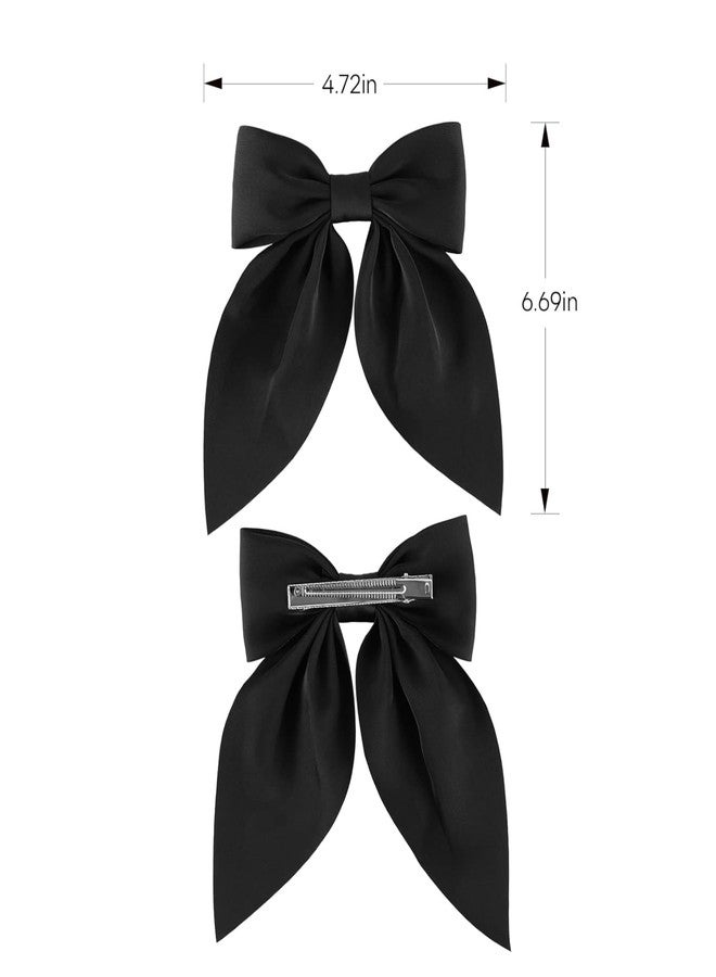 VORSET (2 Pcs) Satin Organza Bow Barrette Clips for Women, Large Metal French Clip, Soft Plain Colour Bowknot 90s Fashion Accessory (Multicolour) - Image 5