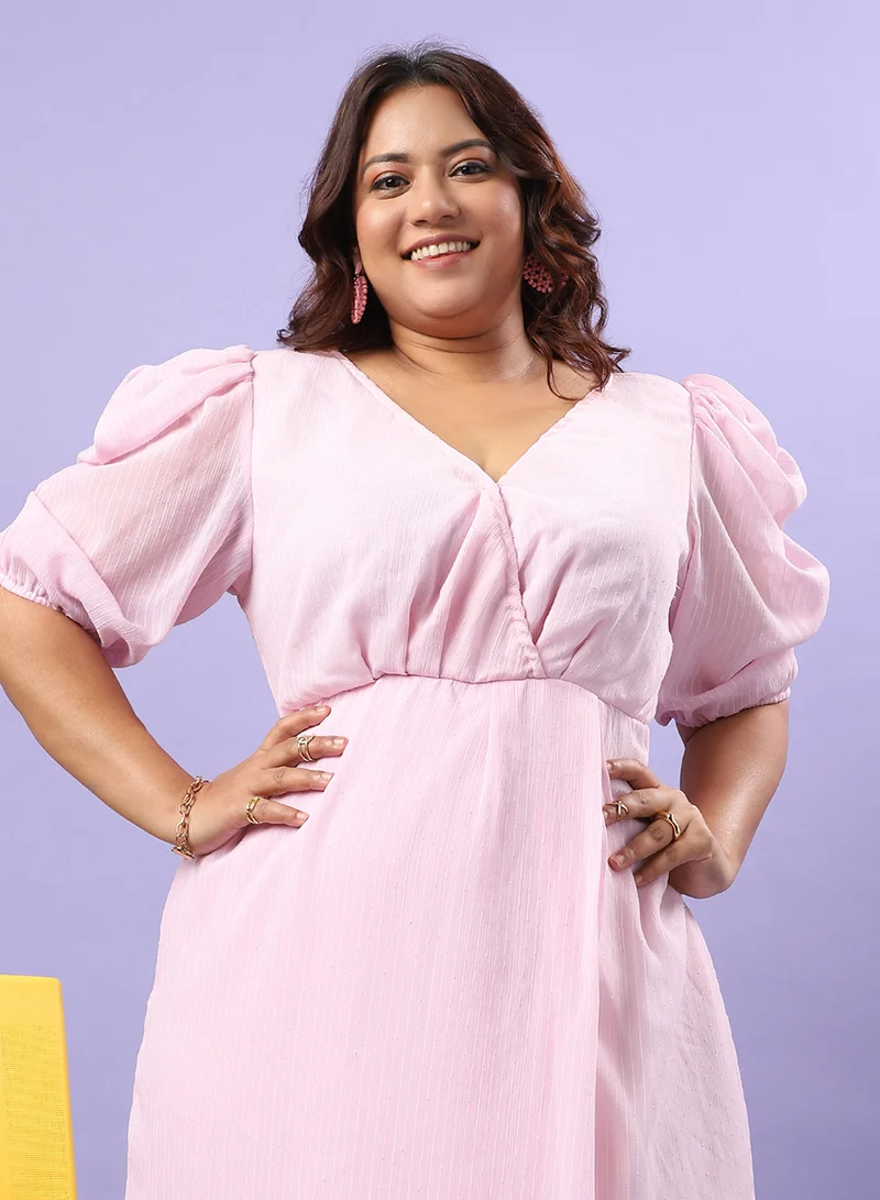 Instafab Plus Puff Sleeve Midi Dress