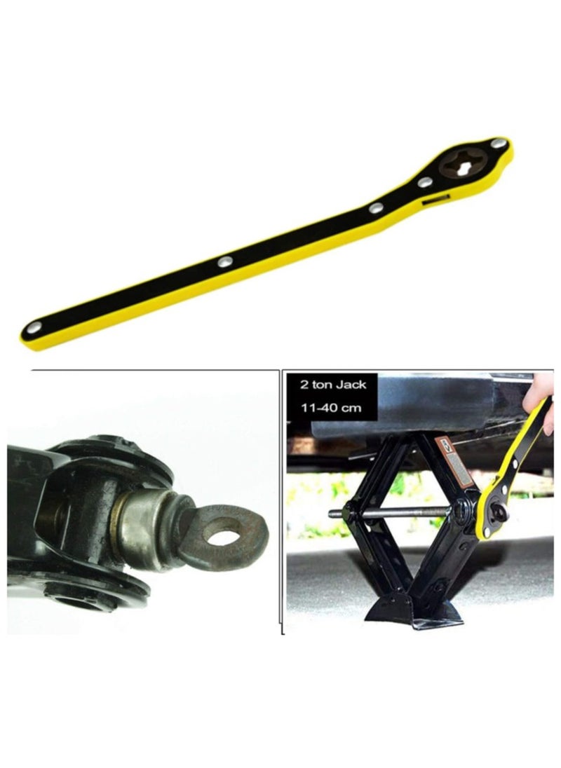 Generic Autory Car Jack Wrench, 13.4inch Jack Ratchet Labor-Saving 0.24’’ Thick Handle Metal Scissor Jack 0.98’’ Diameter Garage Tire Wheel Lug Wrench Lift Speed Handle Tool Fit for Small Cars SUVs and Vans - Effort-saving ratchet car wrench for scissor jack for Coric car bridge metal car wheel wrench suitable for small cars, SUVs and pickup trucks from Rana store -  Wrench Spanner Handle Tool for car lifter tool  - Image 4