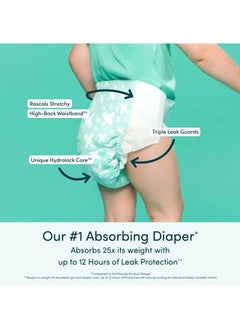 Rascals Premium Baby Diapers Jumbo – Diaper Sizes 1 to 7, Soft Nappies with 12-Hour Leak Protection, Stretchy Waistband, and Gentle on Baby's Skin  - Image 4