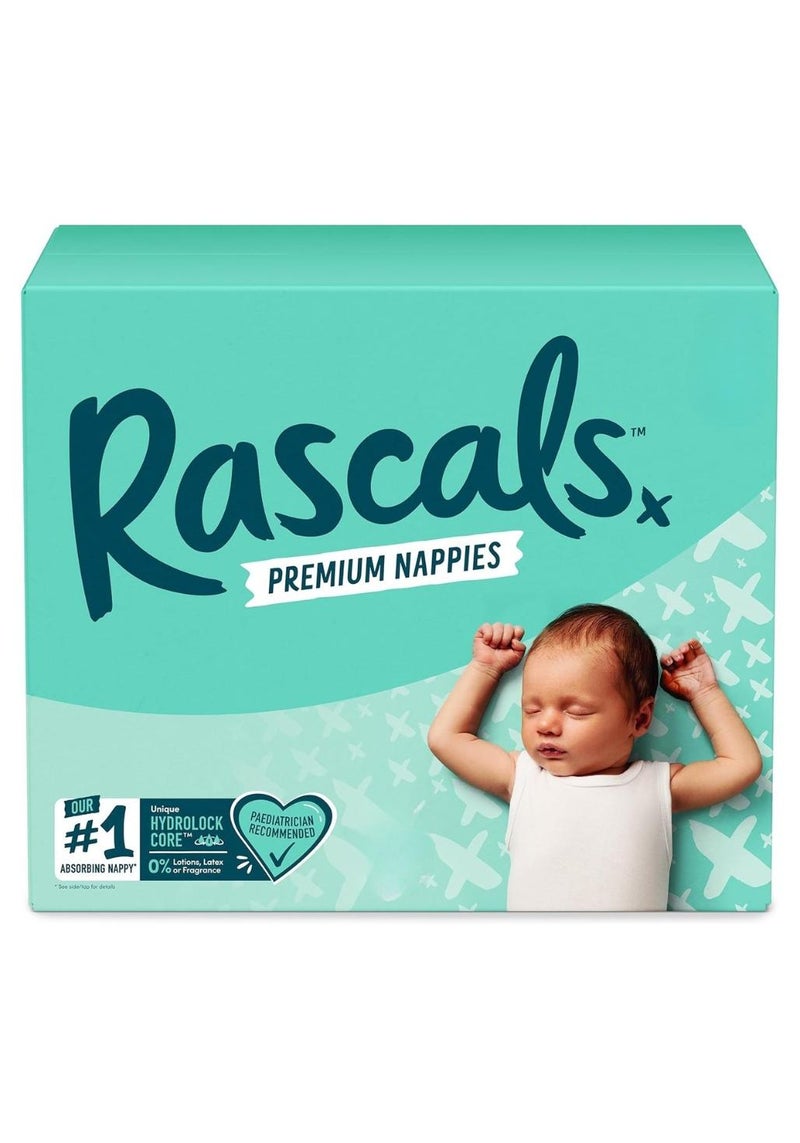 Rascals Premium Baby Diapers - Comfortable & Leak-Proof Diaper for Babies 3-5 kg - Soft & Gentle Diapers Size 1 - Jumbo Box (108 Count) - Image 1