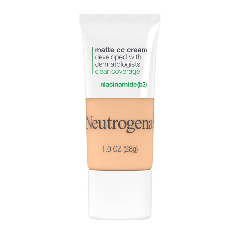 Neutrogena Clear Coverage Flawless Matte CC Cream, Full-Coverage Color Correcting Cream Face Makeup with Niacinamide (b3), Hypoallergenic, Oil Free & Fragrance Free, Porcelain, 1 oz - Image 1