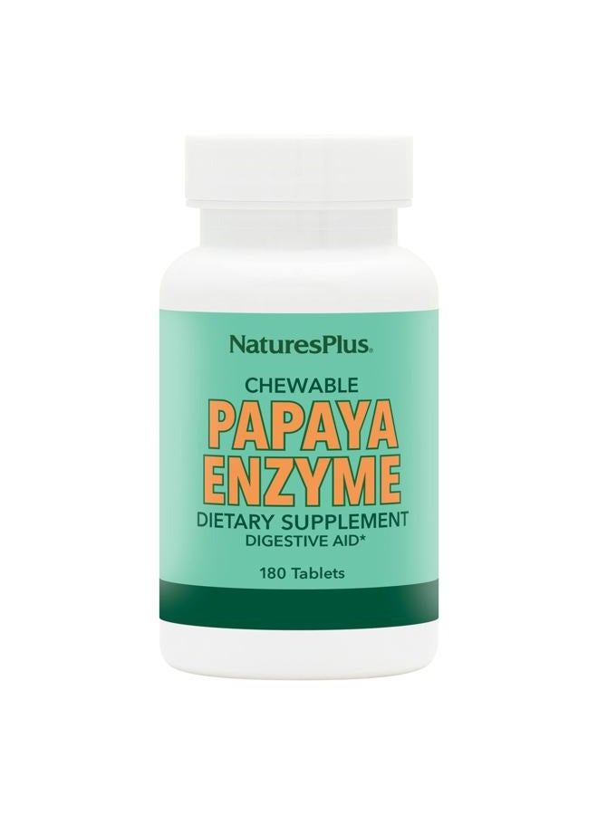 Nature's Plus Natures Plus Papaya Enzyme - 6 mg Papain - All Natural Digestive Aid Supplement, Contains Amylase & Protease - 180 Chewable Tablets (180 Servings) - Image 1