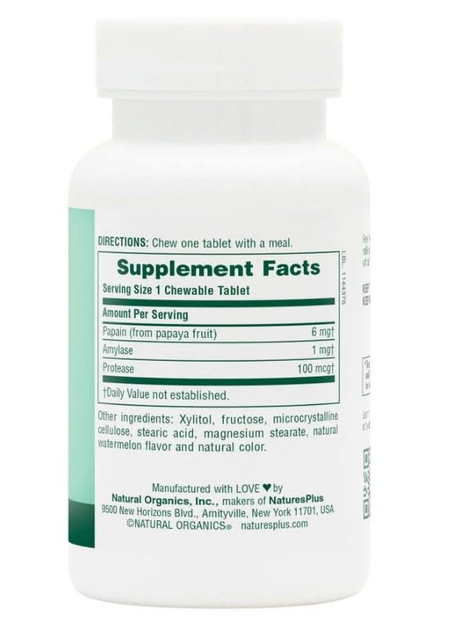 Nature's Plus Natures Plus Papaya Enzyme - 6 mg Papain - All Natural Digestive Aid Supplement, Contains Amylase & Protease - 180 Chewable Tablets (180 Servings) - Image 2