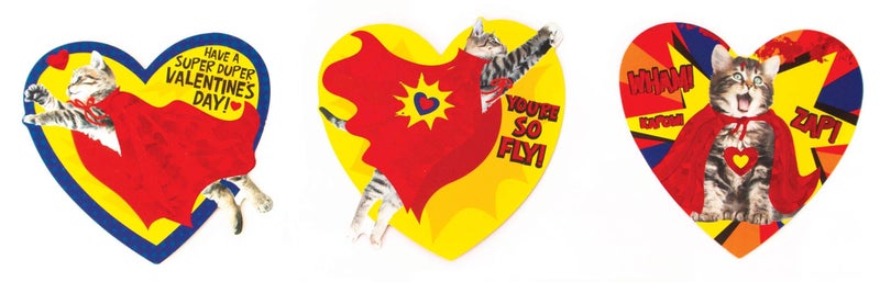 Playhouse Super Hero Kitty Shiny Foil 28 Card Valentine Exchange Box With Envelopes For Kids - Image 3