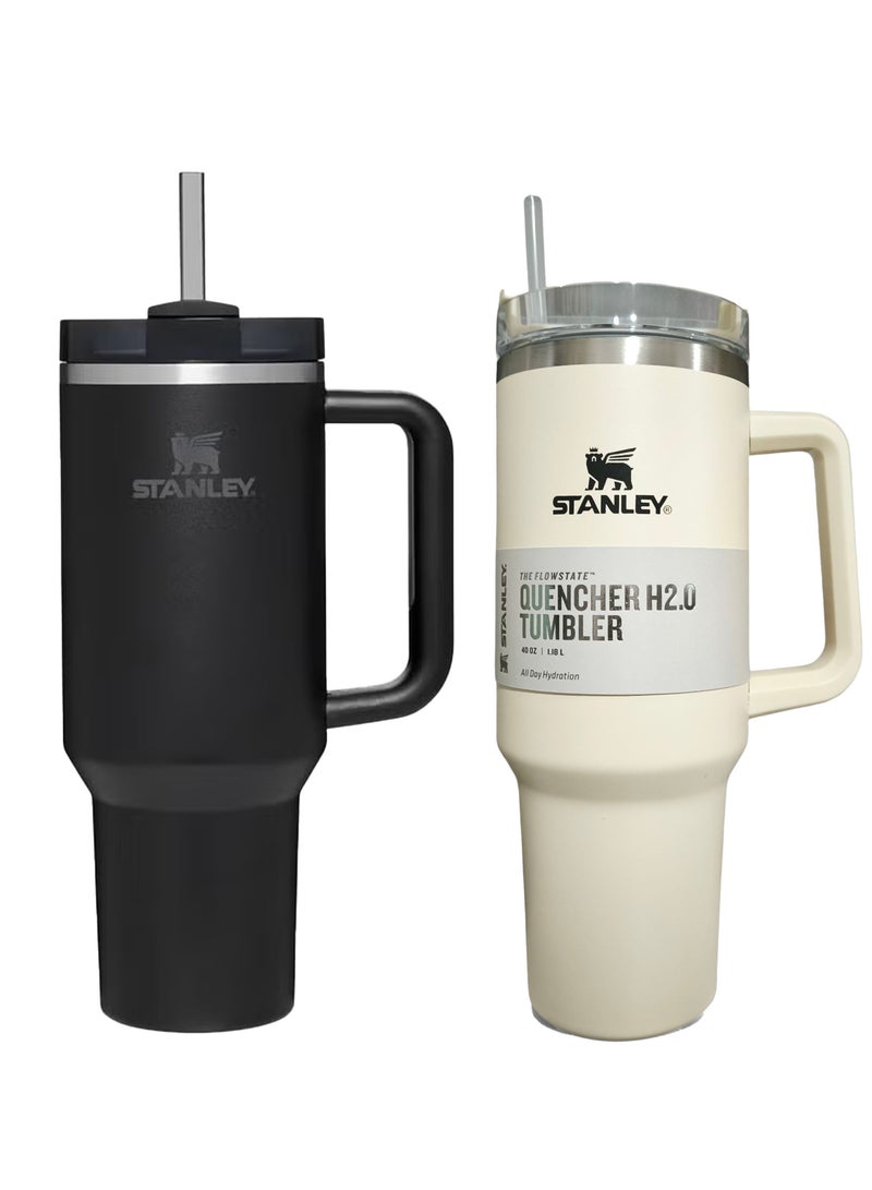 Stanley 2 Pieces Stanley Quencher H2.0 FlowState Stainless Steel Vacuum Insulated Tumbler with Lid and Straw for Water, Iced Tea or Coffee, Smoothie and More,40 oz - Image 1
