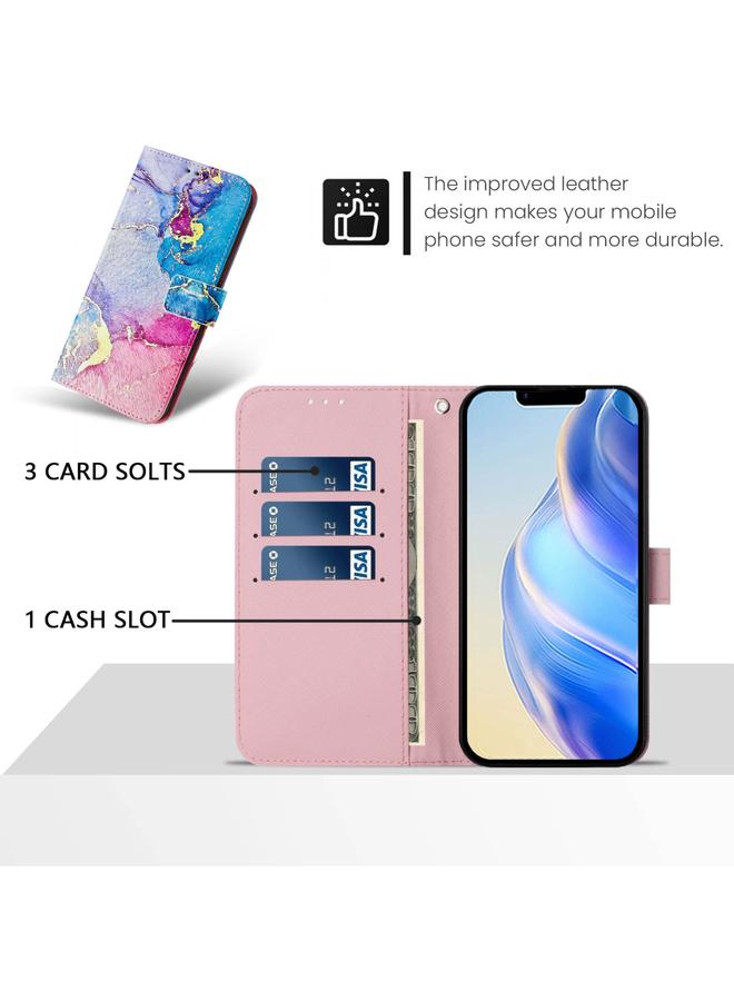 اس-توب جراب هاتف جلدي بنمط رسم فني ملون لهاتف iPhone 15 Plus - Image 4