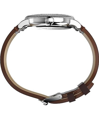 Timex Men's Waterbury Traditional 40mm Watch - Brown Strap Blue Dial Silver-Tone Case - Image 2