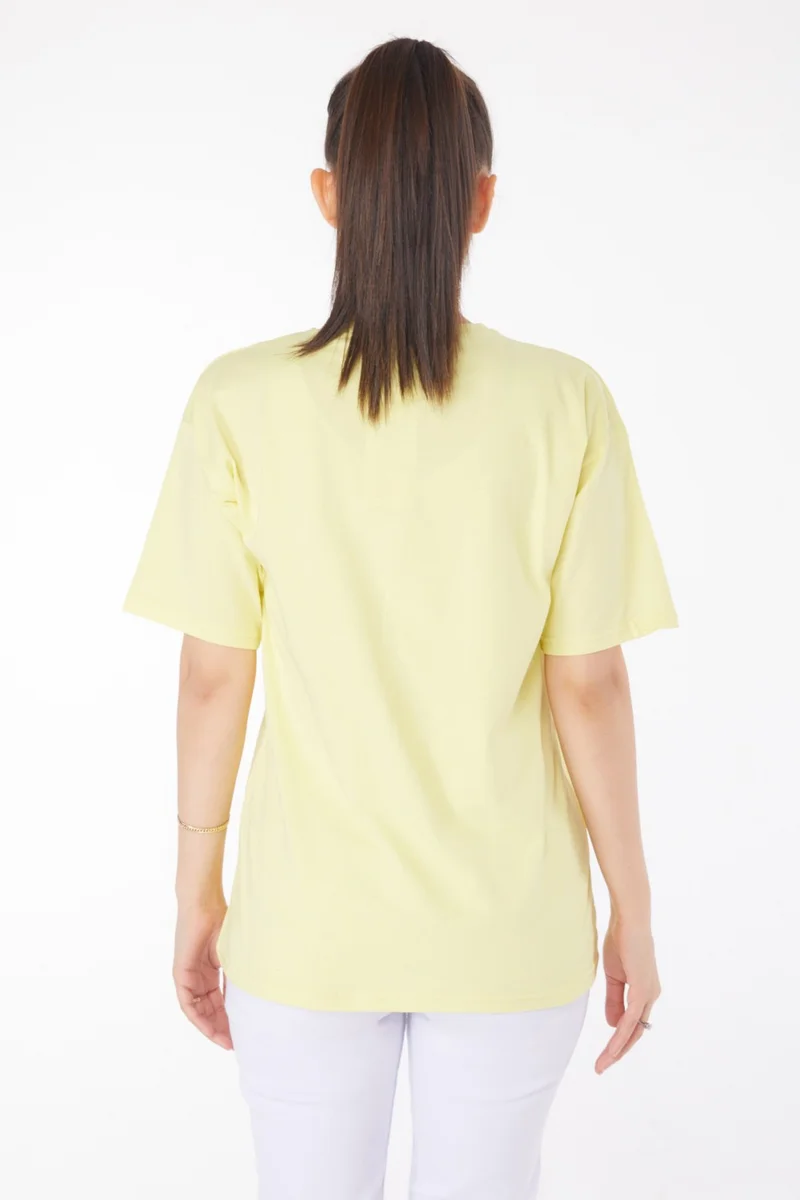 Tofisa Plain Crew Neck Women's Yellow T-Shirt - 25849