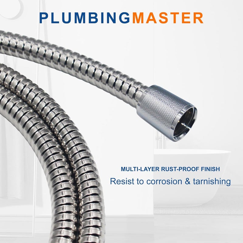 PLUMBINGMASTER Shower Hose 60 Inches Stainless Steel Handheld Shower Head Hose Replacement with Brass Nut Long Fexible Shower Hose Extension - Image 3
