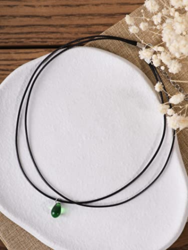 Sacina Hippie Goth Dainty Double Layered Black Choker Necklace, Teardrop Glass Necklace, Halloween Christmas Jewelry Gift for Women - Image 5