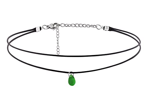Sacina Hippie Goth Dainty Double Layered Black Choker Necklace, Teardrop Glass Necklace, Halloween Christmas Jewelry Gift for Women - Image 1