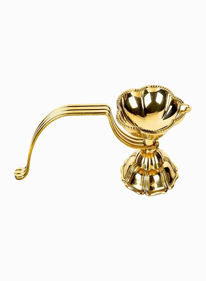 Klassic Brass Aarti Diya with Long Handle | 5.5 Inch Length & 1.5 Inch Height | Traditional Deepak for Mandir, Diwali, Navratri & Home Temple Decor | Pack of 1 - Image 5
