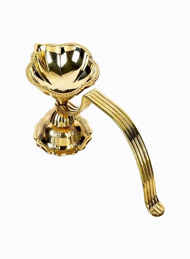 Klassic Brass Aarti Diya with Long Handle | 5.5 Inch Length & 1.5 Inch Height | Traditional Deepak for Mandir, Diwali, Navratri & Home Temple Decor | Pack of 1 - Image 4