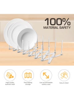Zibuyu ZIBUYU® Dish Rack for Kitchen Retractable Dishes Drain Rack Pan Organizer Rack for Kitchen Kitchen Organizer Lid Organizers for Kitchen Suitable for Kitchen, Dishes, Stainless Steel Pot Lid Bracket  - Image 4