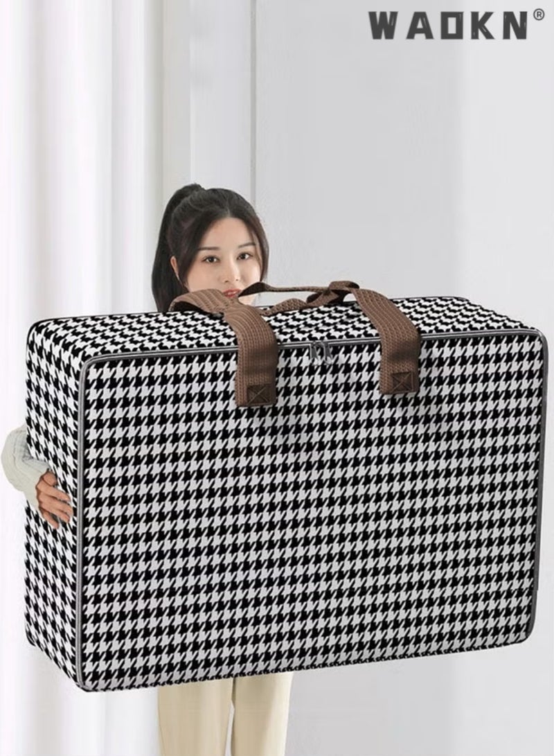 WAOKN 4 pcs  Comforter Quilt Storage Bags Extra Large Storage Bags Zippered Bag With Carry Handles， Clothes Storage Bag Houndstooth Pattern Printed Folding Organizer Bag For Clothes Pillows Blankets Bedding Watercolors storage bags 85*30*60cm(150l) - Image 4