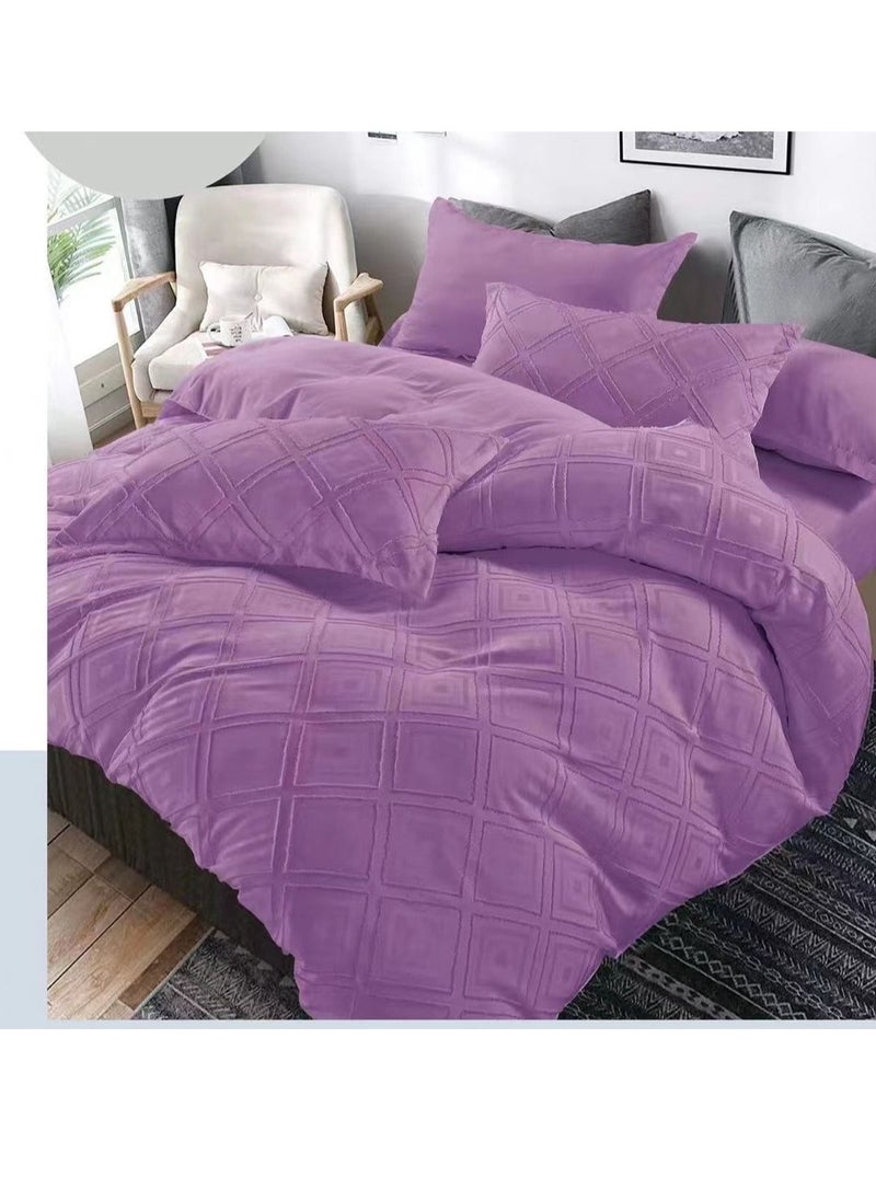 BAIG Jacquard Comforter Bedding Set Duvet inserted fitted bedsheet Pillowcases Washed Cotton Solid Color Bed Linen King size 220*240cm Set 