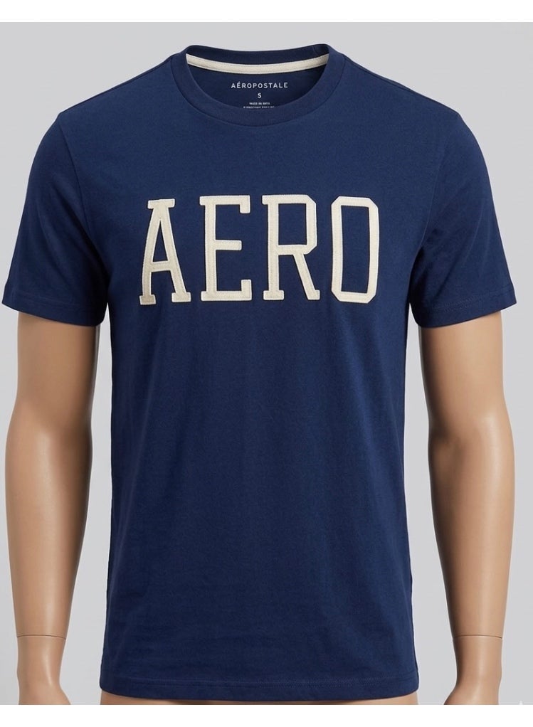 ايروبوستال Aeropostale Men’s Blue Printed T-Shirt – Size Small - Image 1