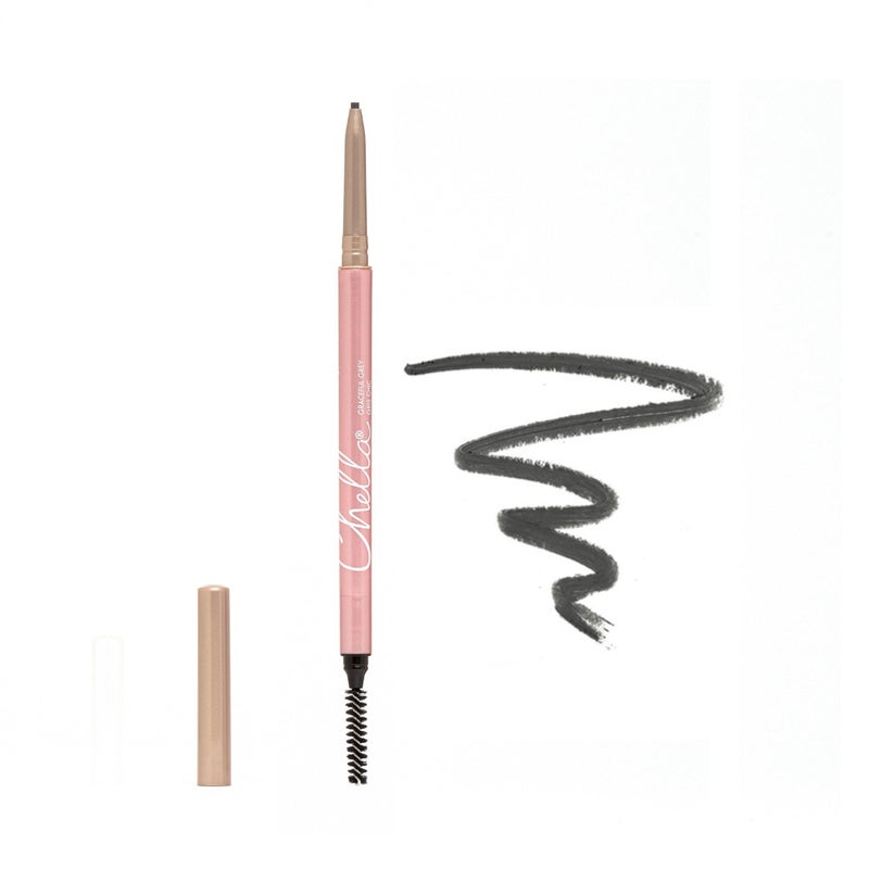 Chella Eyebrow Pencil  Vegan Gluten Free Cruelty Free Paraben Free Long Wearing Smooth Consistency Graceful Grey