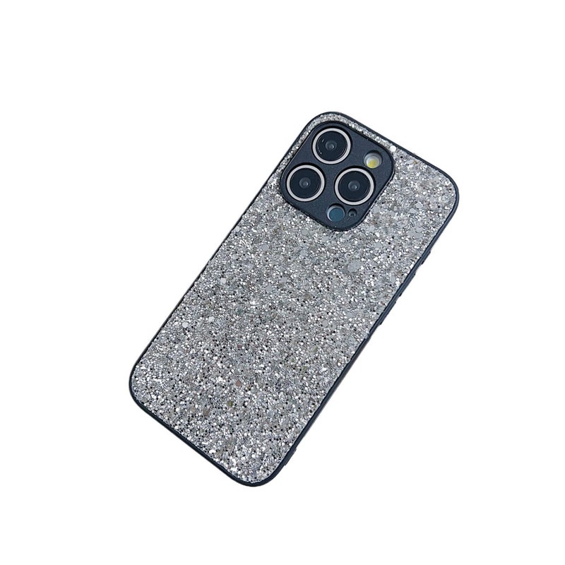 MS Protective Case, TPU, Silver, Sparkling Glitter, Drop Protection, Shockproof Cover for iPhone 14 / 14 Plus / 14 Pro / 14 Pro Max - Image 1