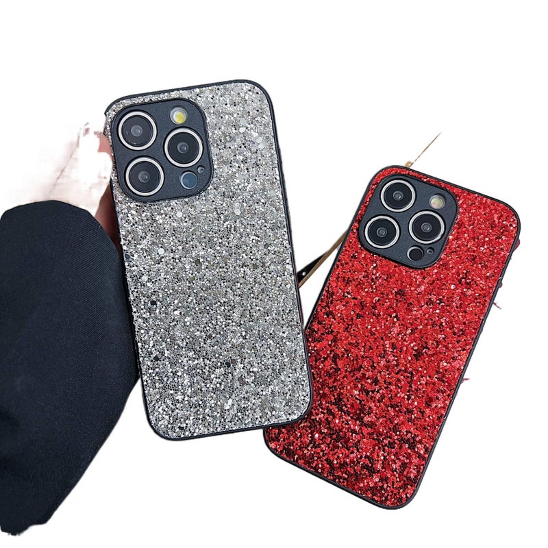 MS Protective Case, TPU, Silver, Sparkling Glitter, Drop Protection, Shockproof Cover for iPhone 14 / 14 Plus / 14 Pro / 14 Pro Max - Image 3