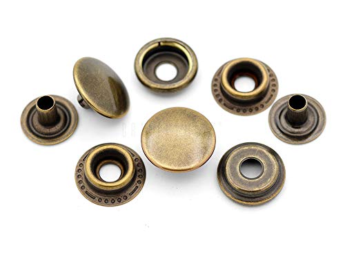 CRAFTMEMORE 50 Sets Antique Brass Snap Fasteners Ring-Socket Press Studs for Jacket Bag Canvas Closures #201 VT47 (15mm (0.59")) - Image 1