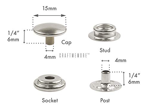CRAFTMEMORE 50 Sets Antique Brass Snap Fasteners Ring-Socket Press Studs for Jacket Bag Canvas Closures #201 VT47 (15mm (0.59")) - Image 2