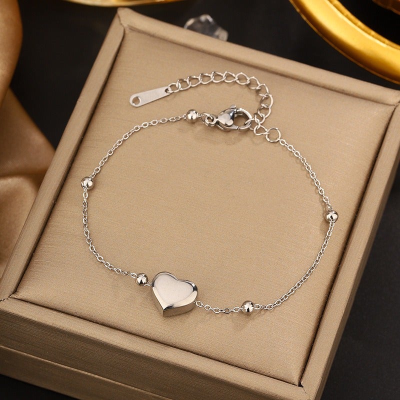 Vital Women's Vintage Titanium Steel Bracelet Set - Heart, Butterfly, Bow & Geometric Designs, Anniversary Gift