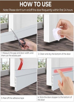BUPY Door Draft Stopper Under Door Seal for Exterior/Interior Doors, Door Sweep Strip Under Door Draft Blocker, Soundproof Door Bottom Weather Stripping, 2 Inch W x 39 Inch L, White  - Image 2