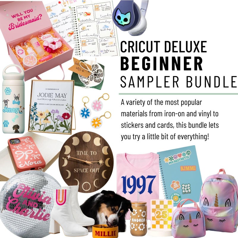 Cricut مجموعة كريكوت ديلوكس الشاملة لجميع المواد والإكسسوارات - مجموعة مواد للمبتدئين تضم أكثر من 45 قطعة لآلات قطع كريكوت جوي إكسترا - فينيل، HTV، مجموعات صنع بطاقات، أقلام وورق ملصقات - Image 2