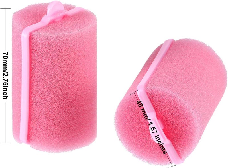 Geyoga 18 Pieces Sponge Hair Rollers Large Soft Foam Hair Styling Curlers Large Size Hairdressing Curlers for Women(1.6 x 2.8 Inches,Pink) - Image 2