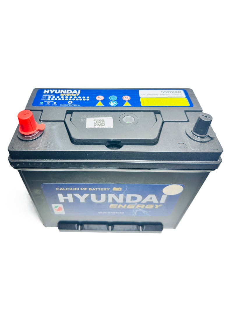 HYUNDAI Car Battery 12V 45AH 55B24R-MF (TRAPPED TERMINAL,R-Layout) - Image 1
