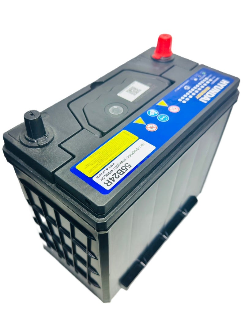 HYUNDAI Car Battery 12V 45AH 55B24R-MF (TRAPPED TERMINAL,R-Layout) - Image 2