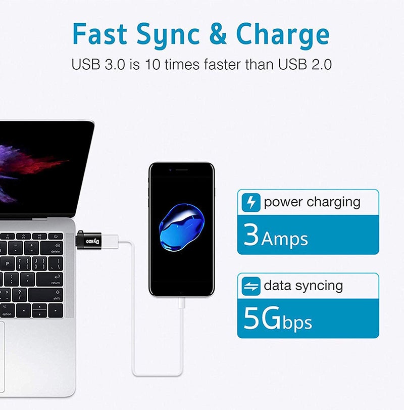 Dyazo USB Type C Male 3.1 to Female OTG Adapter Compatible for MacBook Air/Pro 2020 2019 2018, Samsung Galaxy S20 / Plus Ultra Note S910 S8 & All Type C Enable Devices (Black) - Image 4
