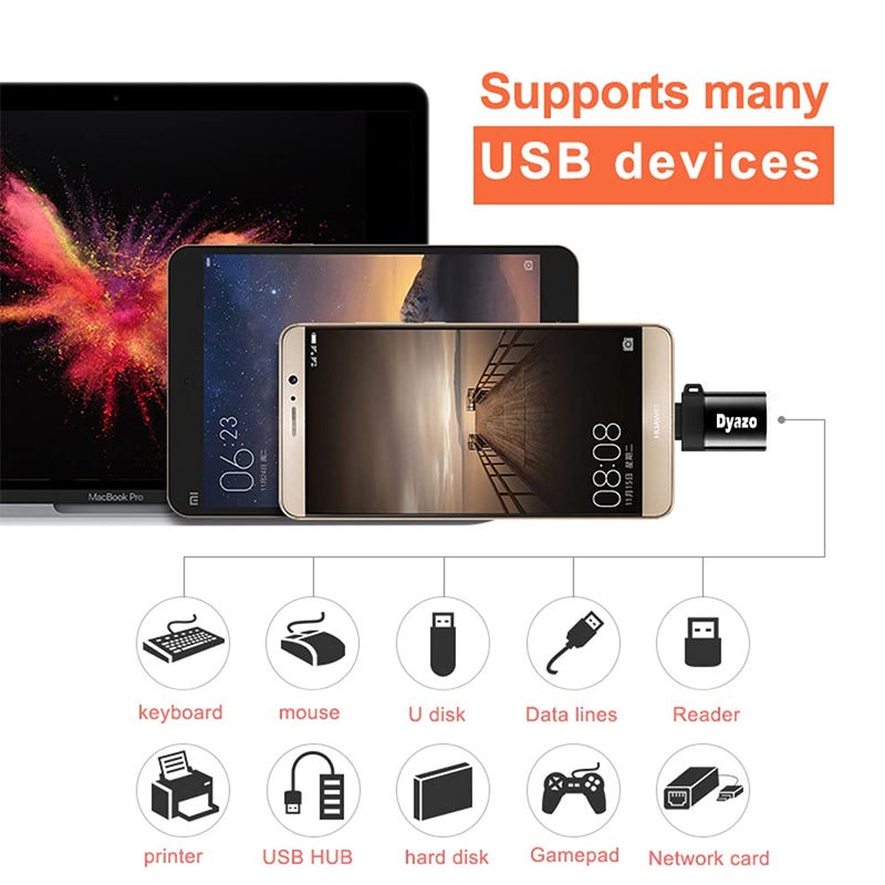 Dyazo USB Type C Male 3.1 to Female OTG Adapter Compatible for MacBook Air/Pro 2020 2019 2018, Samsung Galaxy S20 / Plus Ultra Note S910 S8 & All Type C Enable Devices (Black) - Image 3