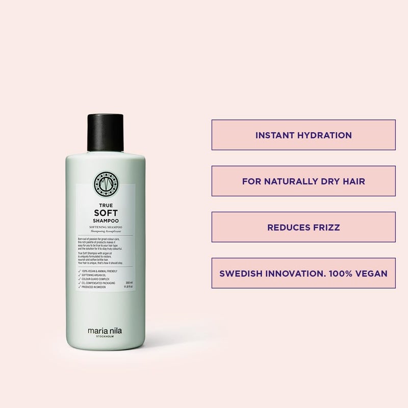 Maria Nila True Soft Shampoo 350 ml - For Dry Hair that Moisturizes and Strengthens Hair Structure and Strains. 100% Vegan. Sulfate-free and Paraben-free. - Image 2