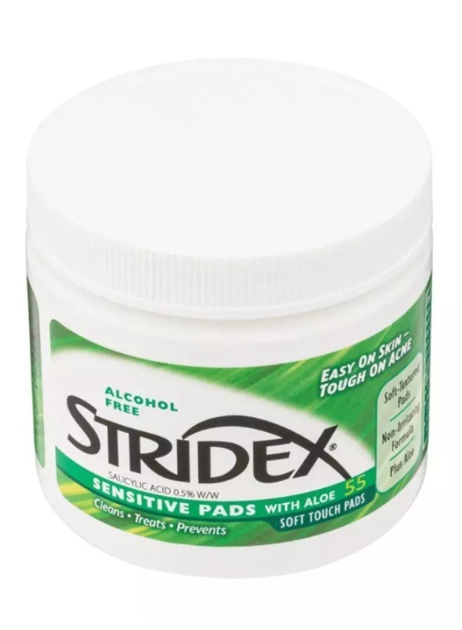 سترايدكس مناديل ستريدكس الناعمة للبشرة الحساسة مع الألوفيرا، 55 منديل - علاج لطيف لحب الشباب وتنظيف المسام - Image 2