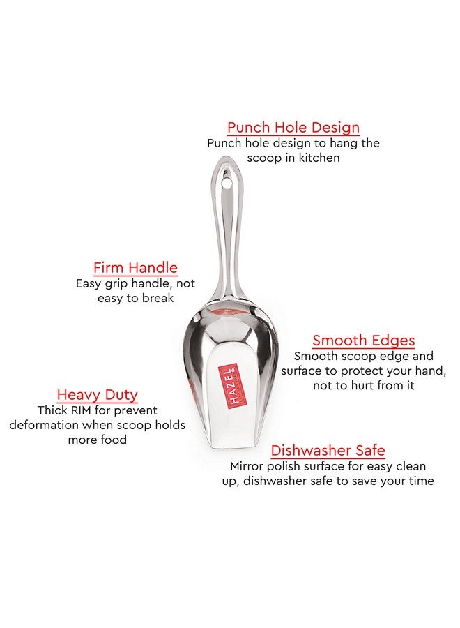 هايزل ملعقة مغرفة من الفولاذ المقاوم للصدأ من HAZEL | ملعقة متوسطة الحجم لدقيق البقالة والحبوب والأطعمة الجافة والحلوى والتوابل | مغارف فولاذية لمحلات البقالة | معدات ملحقات محلات البقالة - Image 3