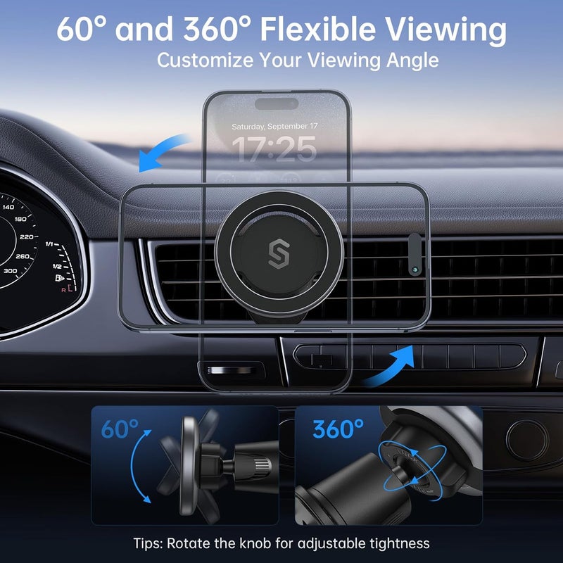 SYNCWIRE MagSafe Car Mount - Flexible Rotation Magnetic Phone Holder for Car Air Vent - Image 3