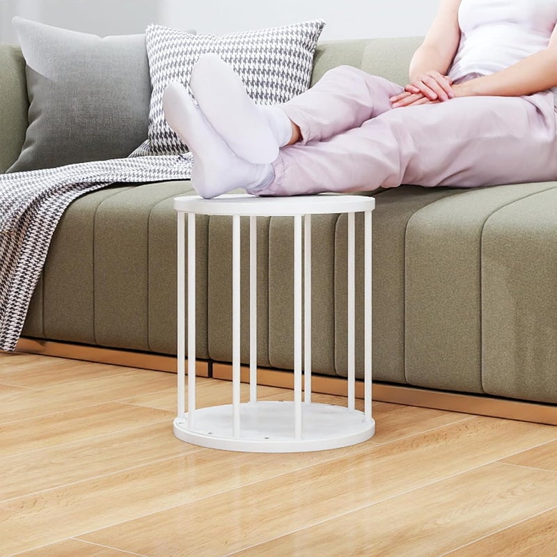 HDANI Round Stool Children and Adults, Step Stool, Small Plant Stool, Footstool for Bathroom, Kitchen, Bedroom, Office, 30 x 30 x 34.5 cm, Wood, White, Set of 1 - Image 5