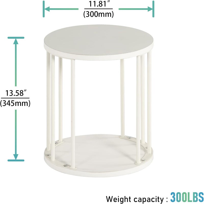 HDANI Round Stool Children and Adults, Step Stool, Small Plant Stool, Footstool for Bathroom, Kitchen, Bedroom, Office, 30 x 30 x 34.5 cm, Wood, White, Set of 1 - Image 2