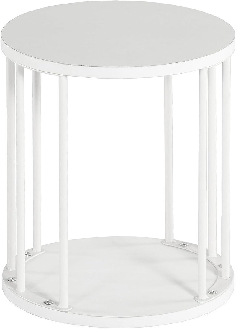 HDANI Round Stool Children and Adults, Step Stool, Small Plant Stool, Footstool for Bathroom, Kitchen, Bedroom, Office, 30 x 30 x 34.5 cm, Wood, White, Set of 1 - Image 1