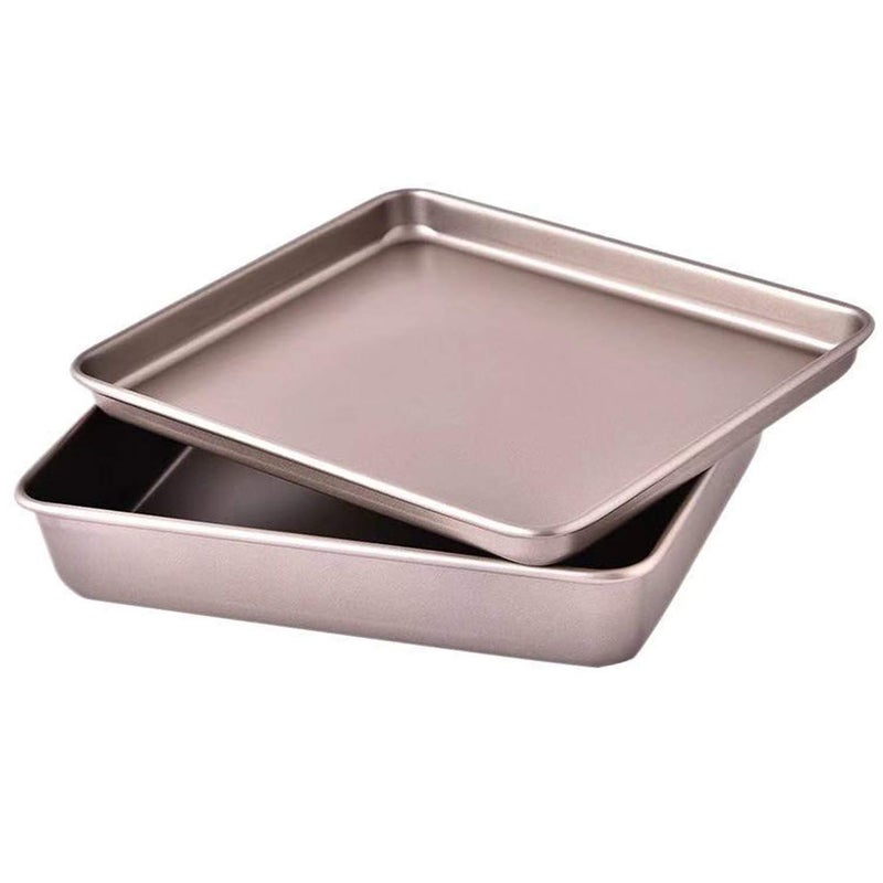 HYTK Small Baking Sheet Pans Nonstick 11x9inch Carbon Steel Deep Side Replacement Tray Brownie Cake Pan Cookie Sheet Set Thick Heavy No Rust Easy Clean Bakeware
