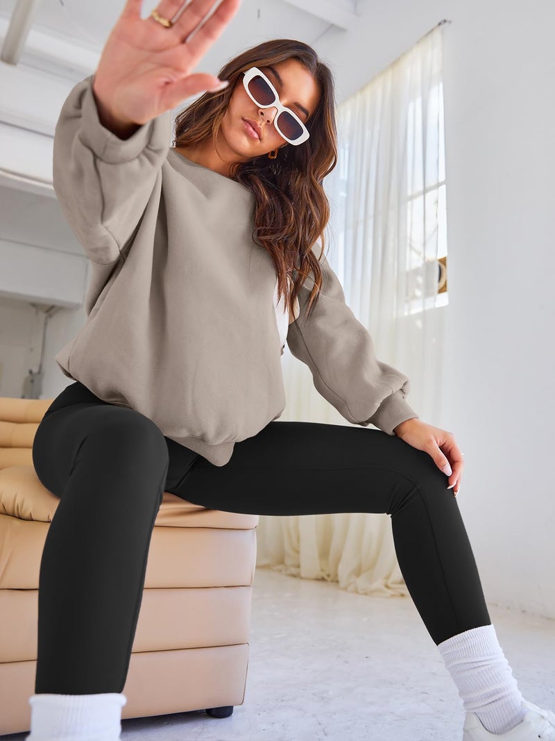 EFAN Womens Sweatshirts Oversized Crewneck Y2K Fleece Hoodies Fall Fashion 2026 Teen Girls Cute Winter Clothes Sweater CoffeeGrey M - Image 3